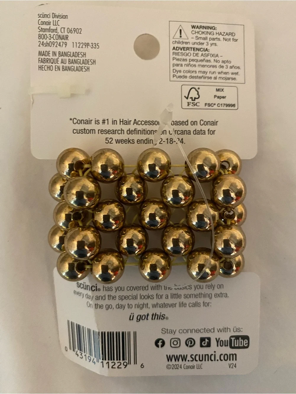 Scunci Gold Beaded Ponytailer Hair Tie - NEW! - Picture 3 of 6